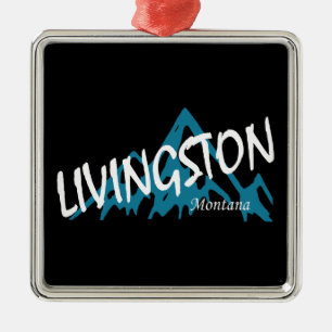 Livingston Montana Mountain Metal Tree Decoration
