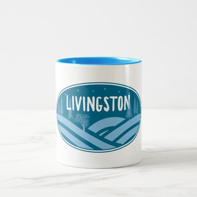 Livingston Montana Outdoors Two-Tone Coffee Mug (Center)