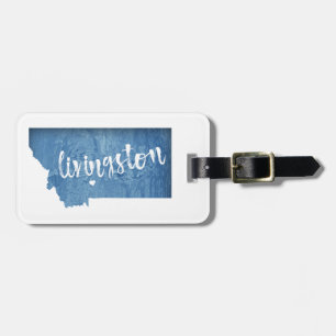 Livingston Montana Wood Grain Luggage Tag