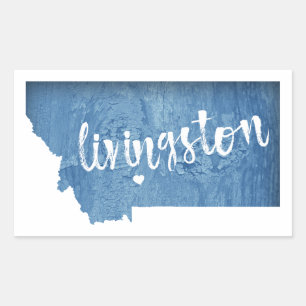 Livingston Montana Wood Grain Rectangular Sticker