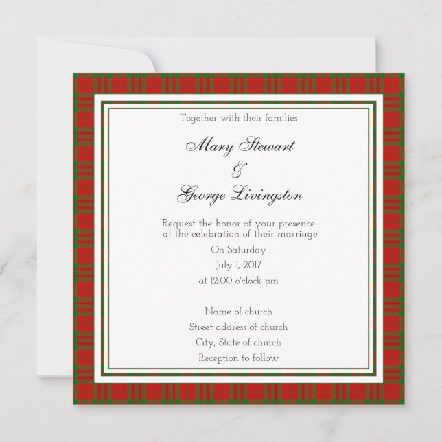 Livingston Scottish Wedding Square Invitation (Front)