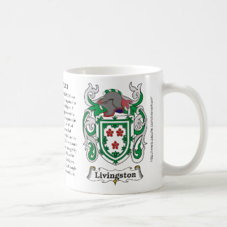 Livingston, the origin, meaning and the crest coffee mug