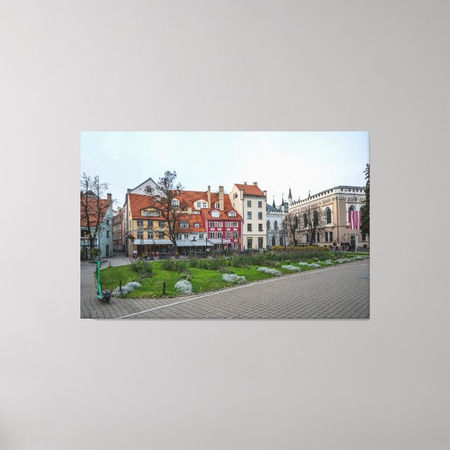 Livu square in Riga, Latvia Canvas Print (Front)