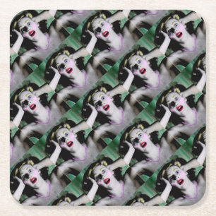Liz is horrified and terrified square paper coaster