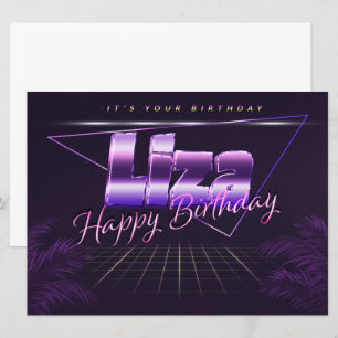 Liza Name Vorname lila retro Karte Geburtstag Card