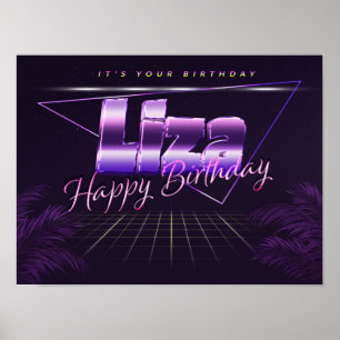 Liza Name Vorname lila retro Poster Geburtstag