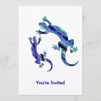 LIZARD 1 DUO BLUE AND GREEN MOSAIC INVITATION