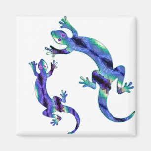 LIZARD 1 DUO BLUE AND GREEN MOSAIC MAGNET