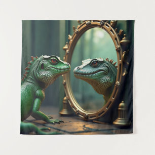 Lizard and Crocodile Mirror Encounter Tapestry