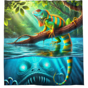 Lizard and Monster Shower Curtain