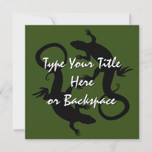 Lizard Art Invitations Personalised Reptile RSVP