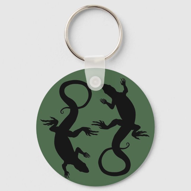 Lizard Art Keychain Cool Retro Reptile Art Gifts (Front)