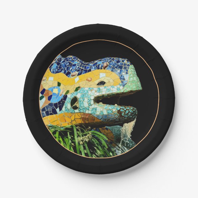 Lizard Barcelona, Catalonia Gaudi - Spain (Party)  Paper Plate (Front)