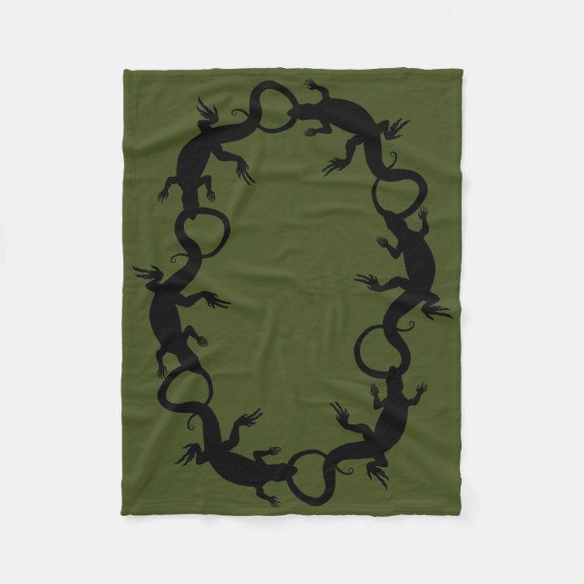 Lizard Blanket Cool Lizard Art Fleece Blanket (Front)