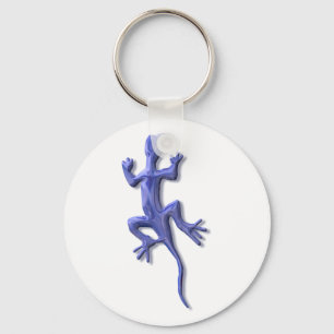 Lizard-blue glass key ring