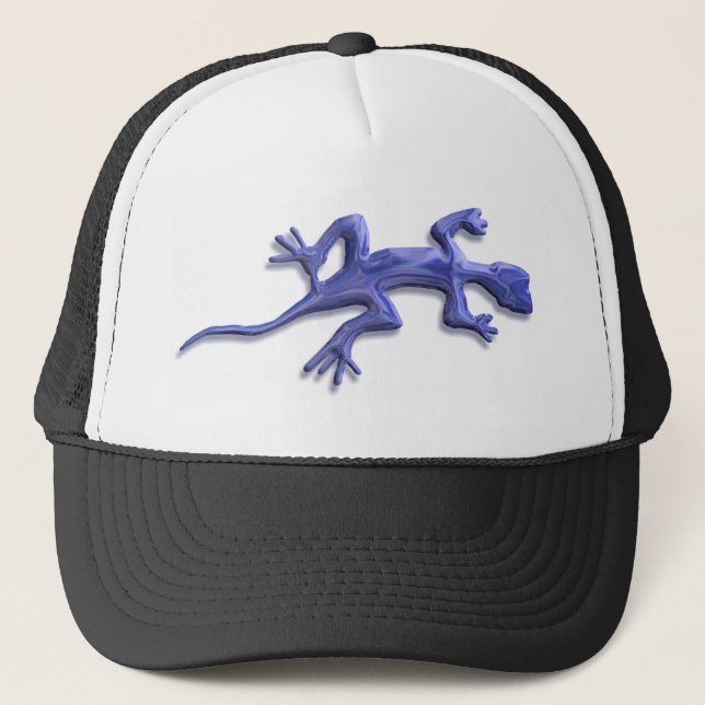 Lizard-blue glass trucker hat (Front)