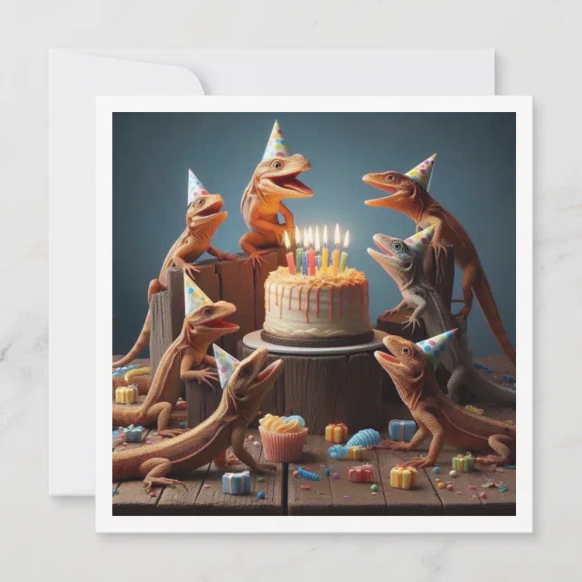 Congratulations Lizard Lizard card, party animals, reptile birthday invitation | Zazzle
