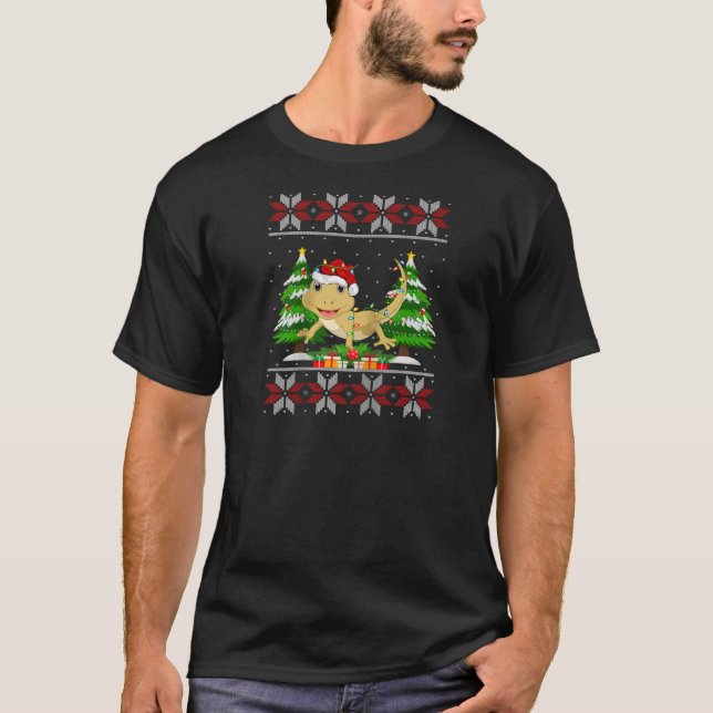 Lizard Christmas Tree Lights Lizard Ugly Sweater S (Front)