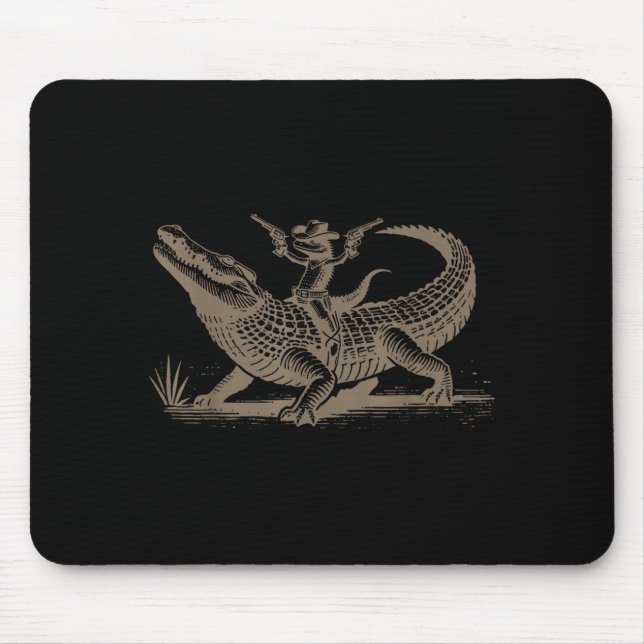 Lizard Cowboy Riding Crocodile Alligator Western A Mouse Mat (Front)