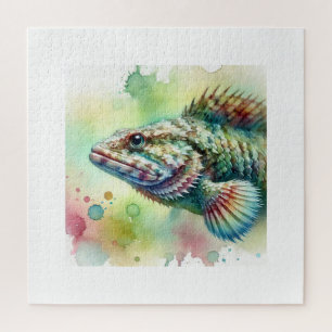 Lizard Fish 020924AREF150 - Watercolor Jigsaw Puzzle