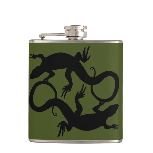 Lizard Flask Custom Reptile Lizard Art Drink Flask (Front)