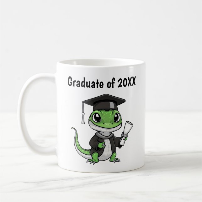 Lizard Gecko Graduation Personalised Coffee Mug (Left)