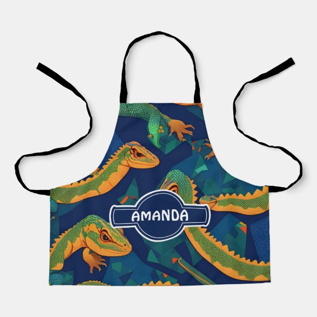 Lizard Geometric Colourful Personalised Pattern Apron (Front)