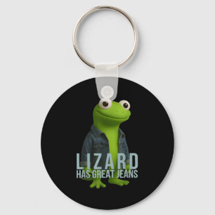 Lizard Has Great Jeans Funny Retro Denim Meme Humo Key Ring