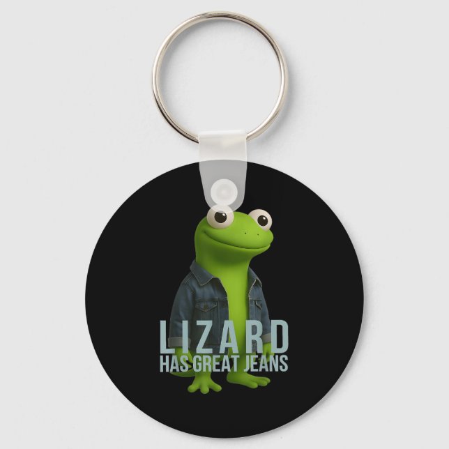 Lizard Has Great Jeans Funny Retro Denim Meme Humo Key Ring (Front)