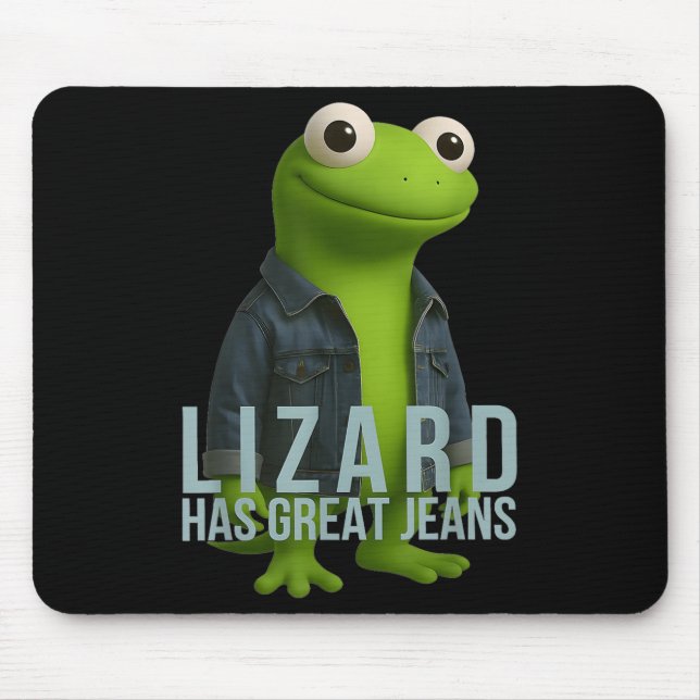 Lizard Has Great Jeans Funny Retro Denim Meme Humo Mouse Mat (Front)