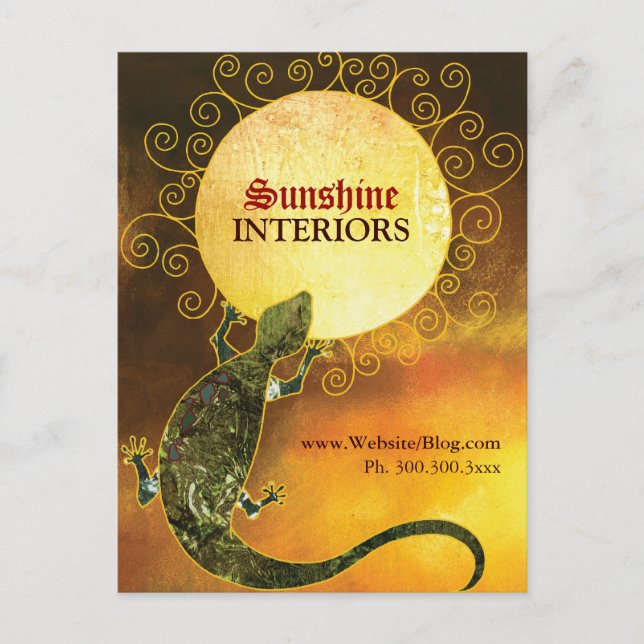 Lizard Holding the Sun Business Promotion Postcard (Front)