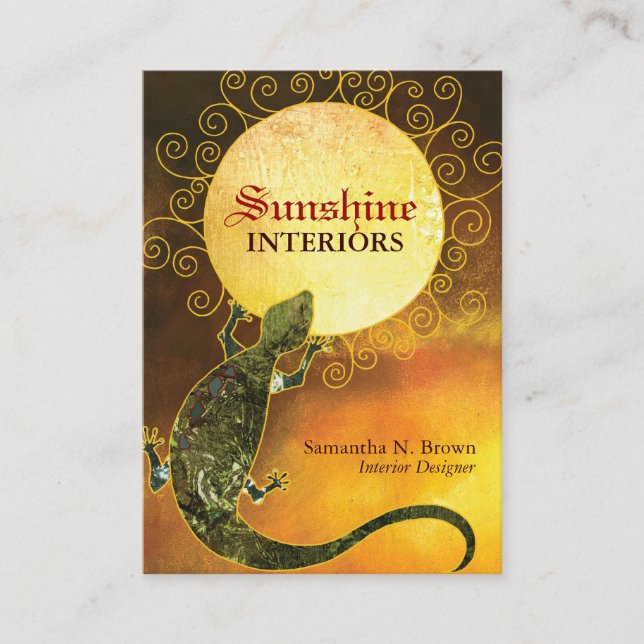 Lizard Holding the Sun Stylish Business Card (Front)
