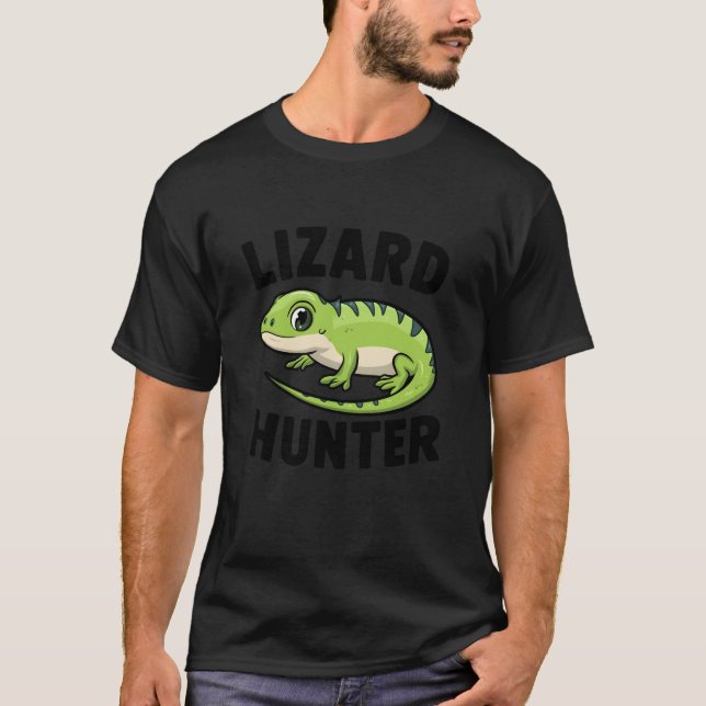 Lizard Hunter Funny Crested Gecko Boys Girls Kids T-Shirt (Front)