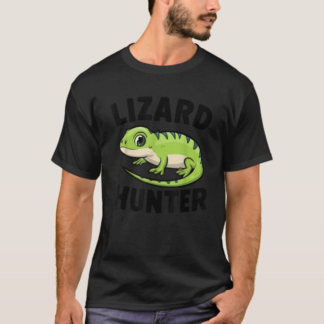 Lizard Hunter Funny Crested Gecko Boys Girls Kids T-Shirt (Front)