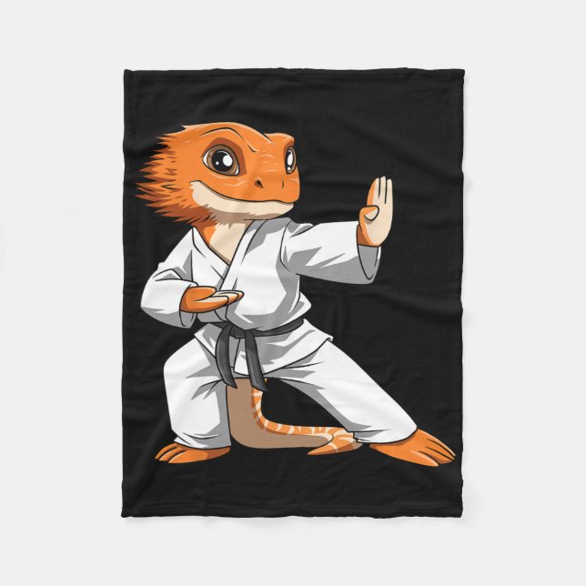 Lizard Karate Bearded Dragon Owners Bearded Dragon Fleece Blanket (Front)