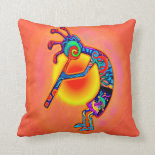 Lizard Kokopelli Throw Pillow