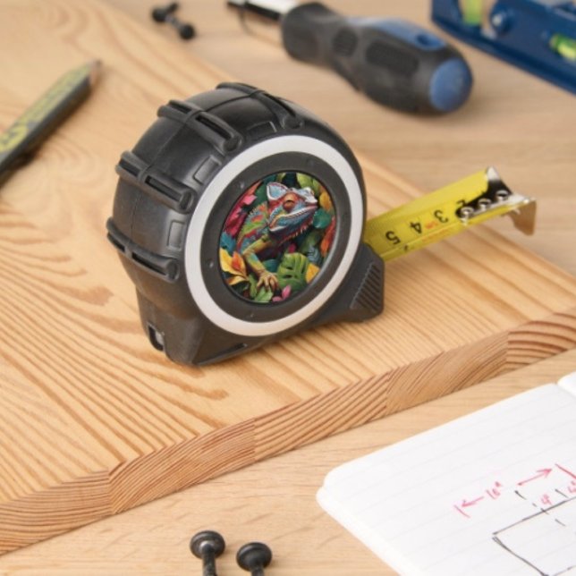 Lizard Leaves & Colour 1 (Colourful Lizard Tropical Jungle Art tape measure  inches on one side with metrics on the other. 
)