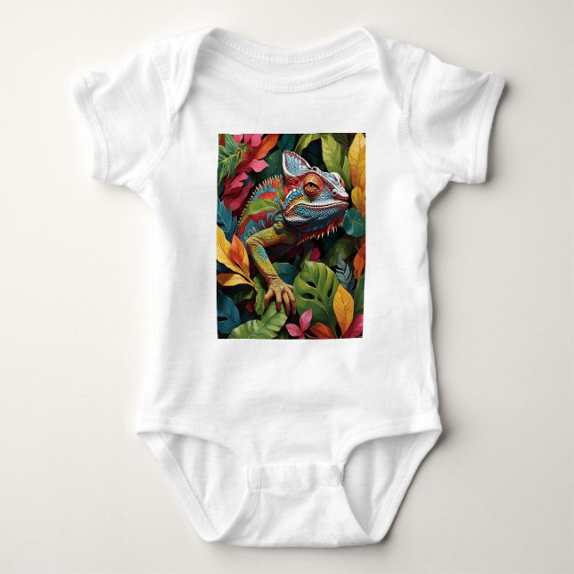 Lizard Leaves & Colour  Baby Bodysuit (Front)