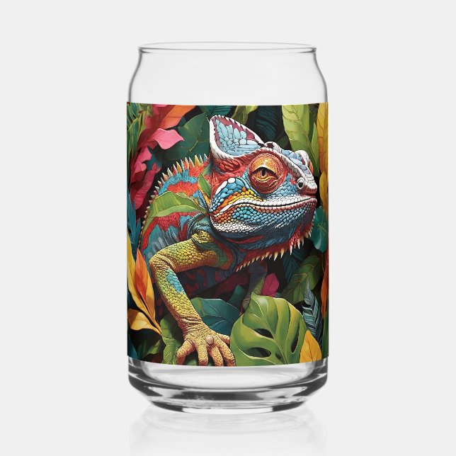 Lizard Leaves & Colour Beer Can Glass (Front)