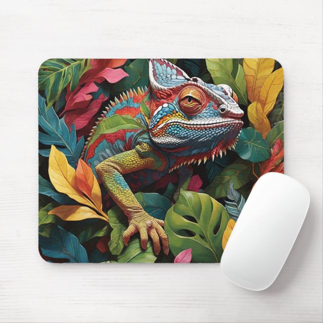 Lizard Leaves & Colour  Mouse Mat (With Mouse)