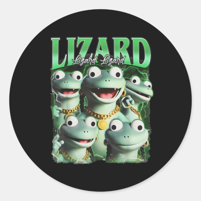 Lizard Lizard Lizard Funny Meme Lizard Bootleg Wei Classic Round Sticker (Front)