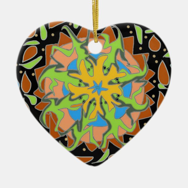 Lizard Mandala Ceramic Tree Decoration (Front)