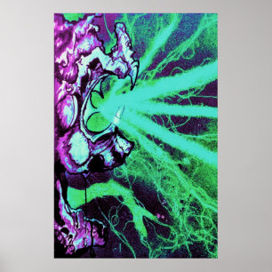 Lizard People Evil Sci fi purple aqua Poster