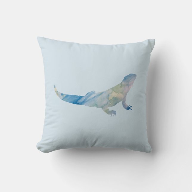 Lizard Reptile Watercolor Painting Throw Pillow (Front)