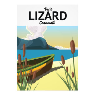 Lizard seaside travel poster