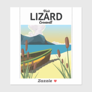 Lizard seaside travel poster