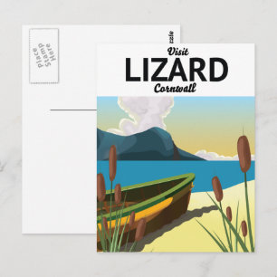 Lizard seaside travel poster postcard