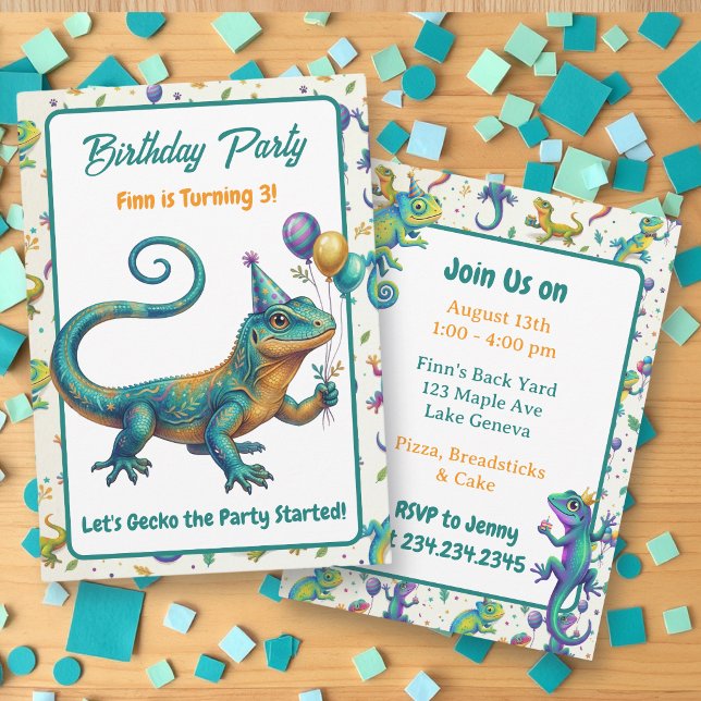 Lizard Themed Boy's Birthday Party Invitation (Creator Uploaded)