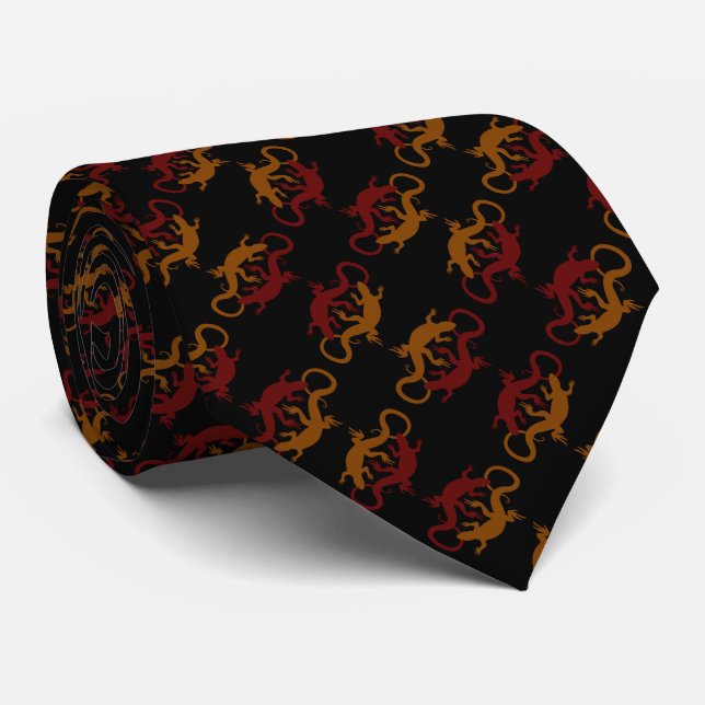 Lizard Tie Cool Reptile Gifts Lizard Art Necktie (Rolled)