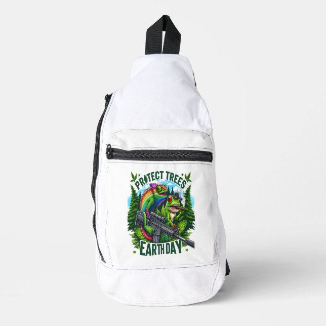 Lizard Warrior save the trees Sling Bag (Front)